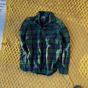 American Eagle Outfitters Prep Fit Plaid Flannel Long Sleeve Shirt Mens M Green